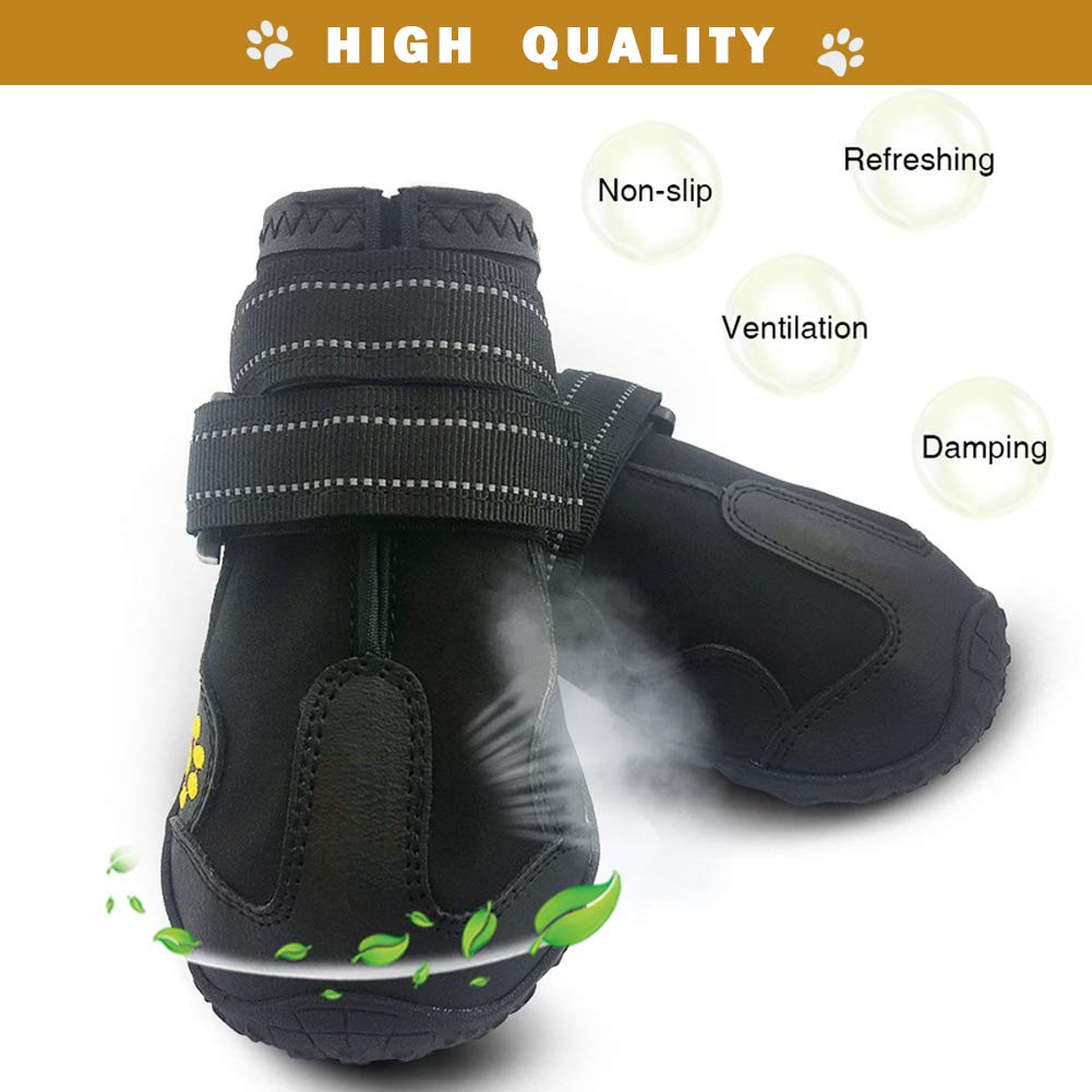 Pk.Ztopia Waterproof Dog Boots, Dog Outdoor Shoes For Medium To Large Dogs With Two Reflective Fastening Straps And Rugged Anti-